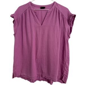 Splendid Purple Lilac Linen Blend V Neck Cap Sleeve Boho Casual‎ Oversized Top M